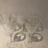 5 glasses of moulded crystal wine 1970