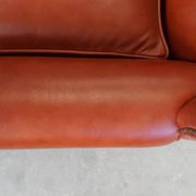 Elegant smooth English cowhide leather Chesterfield wingback armchair