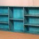 Old Burmese teak workshop shelf original blue patina