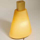 Large 1990s postmodern design floor or table lamp made of colored glass