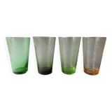 4 large glasses from the 50s, colored glass