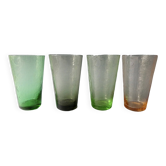 4 large glasses from the 50s, colored glass