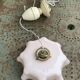 Chandelier, pink opaline suspension and white interior, complete antique