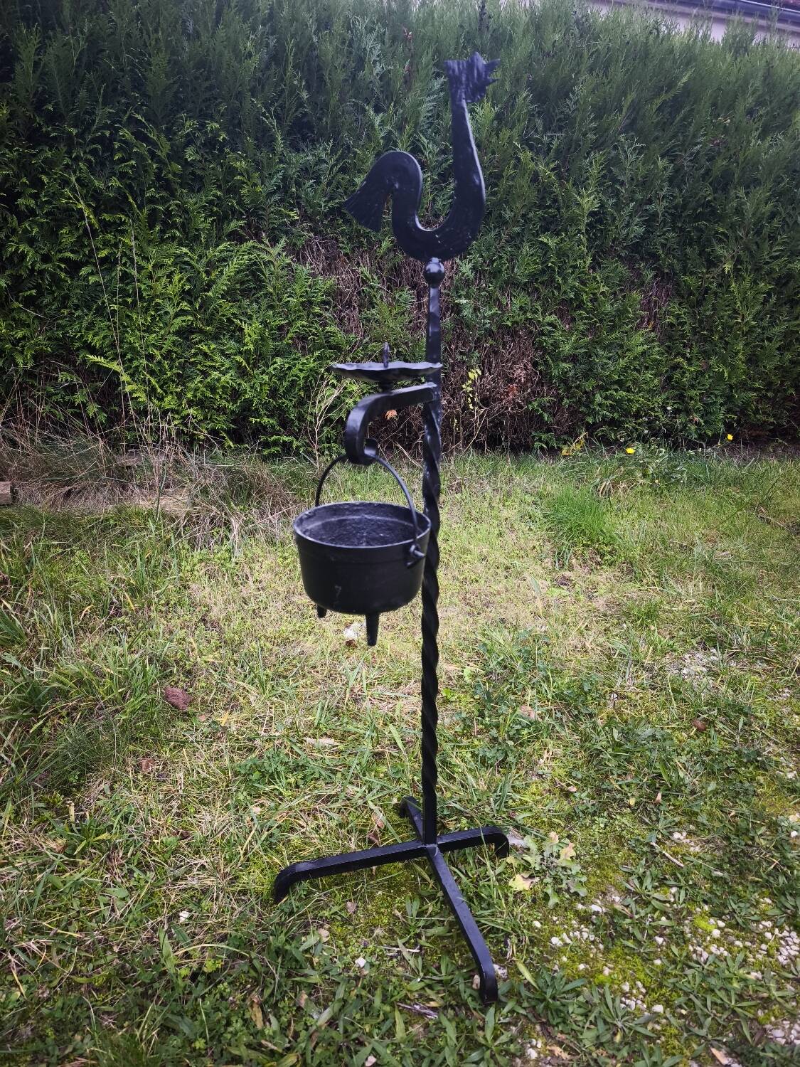 Wrought iron decoration rooster candlestick and plant holder