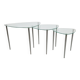 Tables triangulaires en verre et métal, années 1970, ensemble de 3