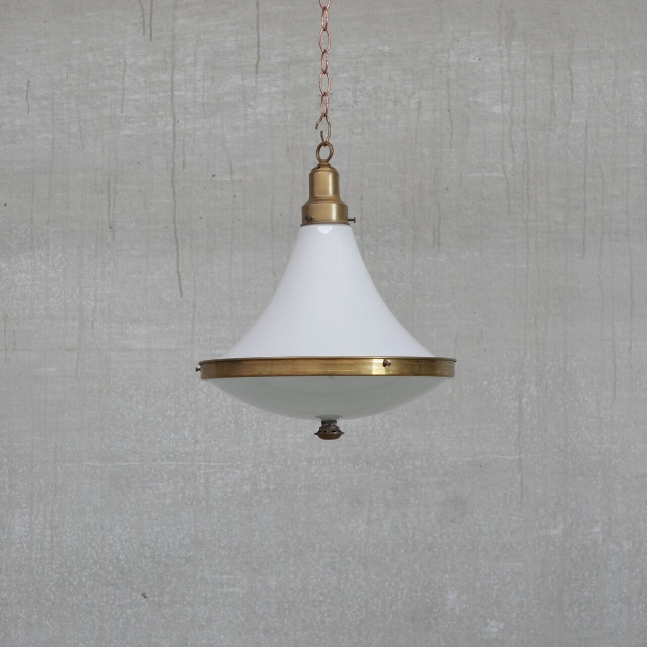 Dutch two tone opaline and brass pendant light
