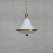 Dutch two tone opaline and brass pendant light