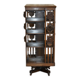 Antique Art Nouveau Victorian hand-carved revolving library.