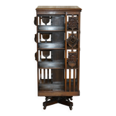 Antique Art Nouveau Victorian hand-carved revolving library.