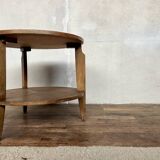 Table basse ronde vintage en chêne clair