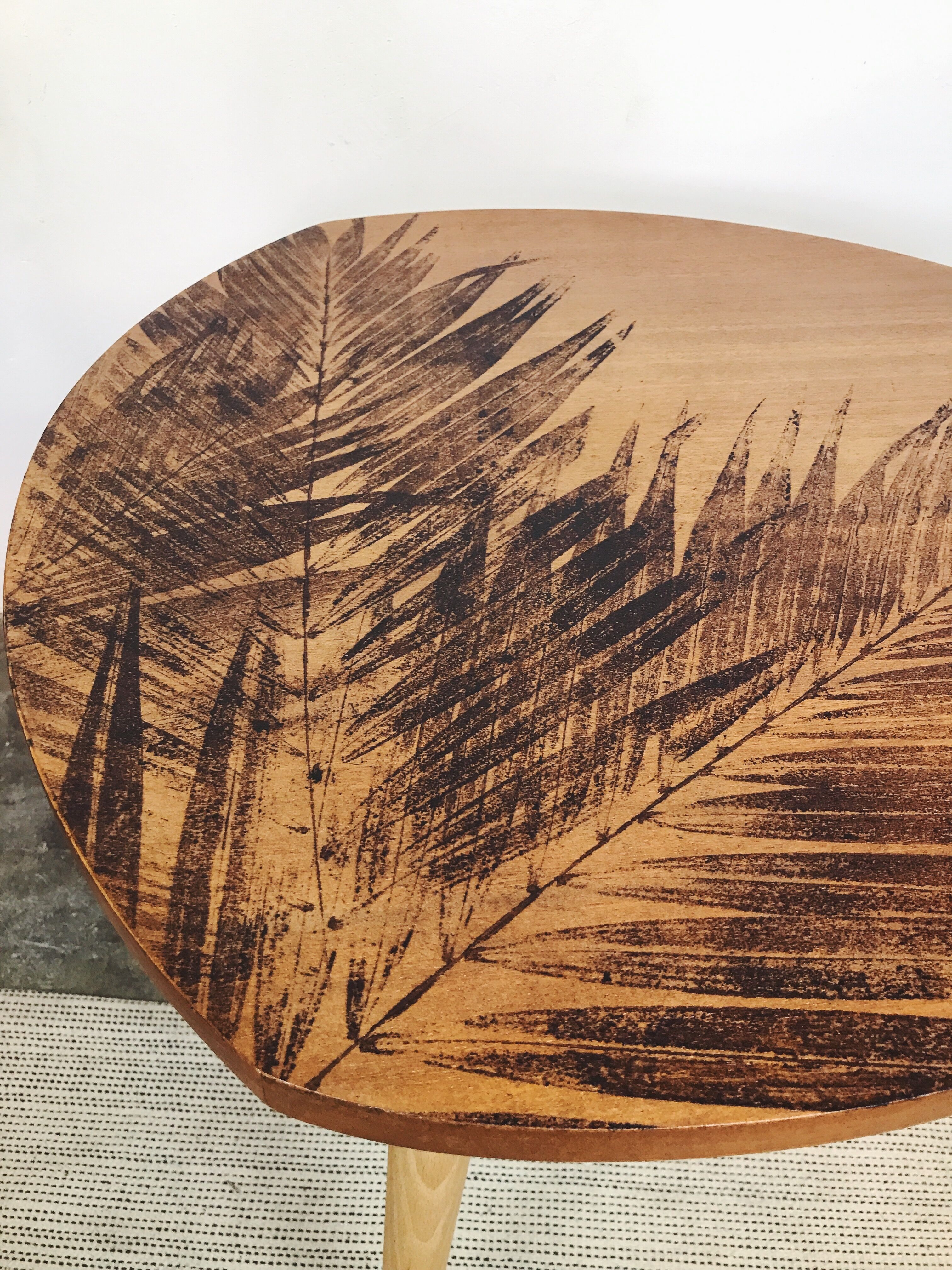 Wooden coffee table compass legs