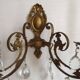 French Vintage Double Bronze & Crystal Wall Light - Stylized Dolphin Detail