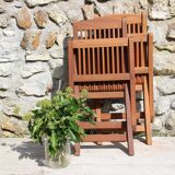 Pair of folding teak chairs