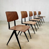 Set of 5 vintage industrial stacking school chairs Galvanitas model S16