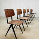 Set of 5 vintage industrial stacking school chairs Galvanitas model S16