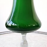 Vase sur pied vintage en verre vert