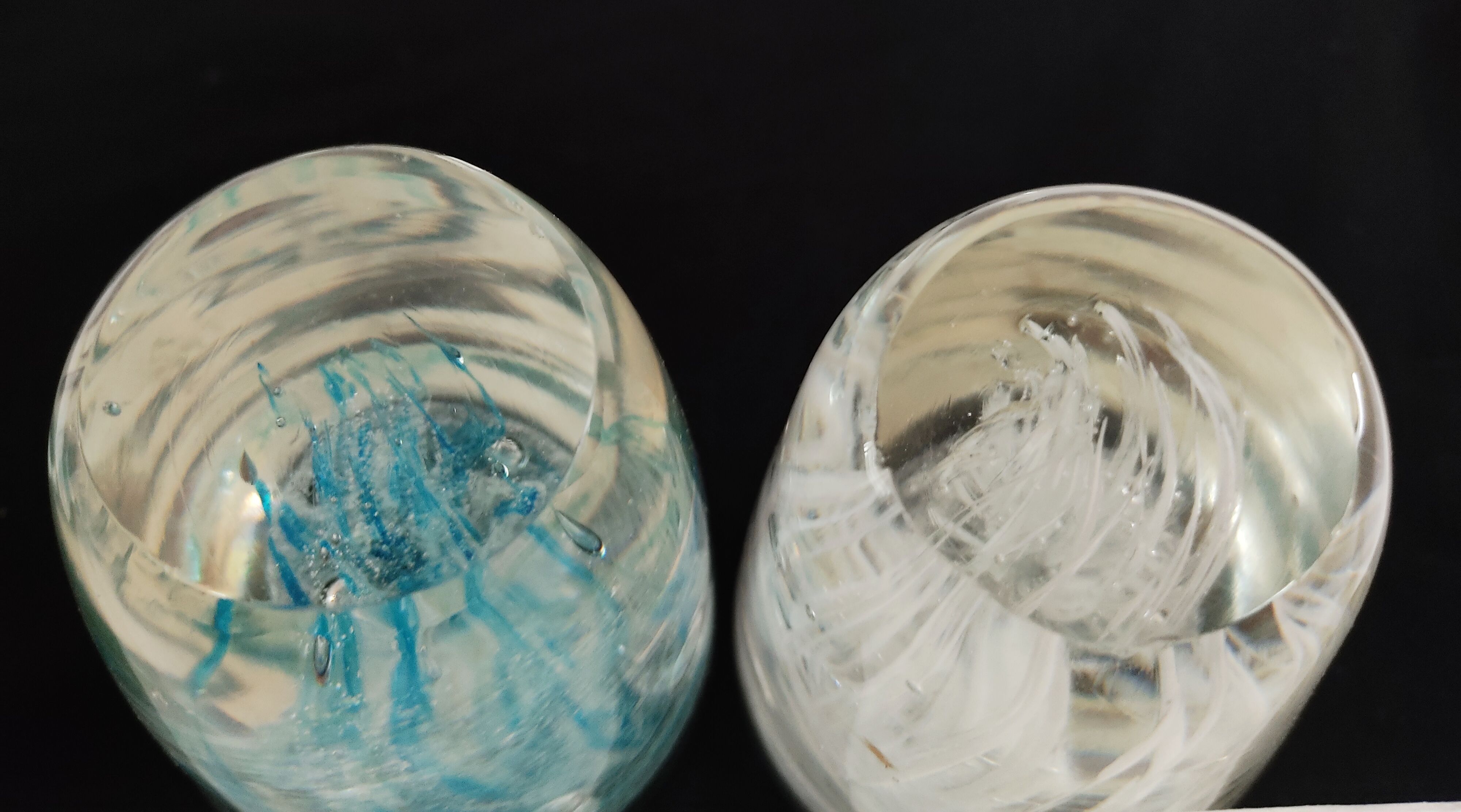 Set of two paperweights vintage jellyfish sulphide