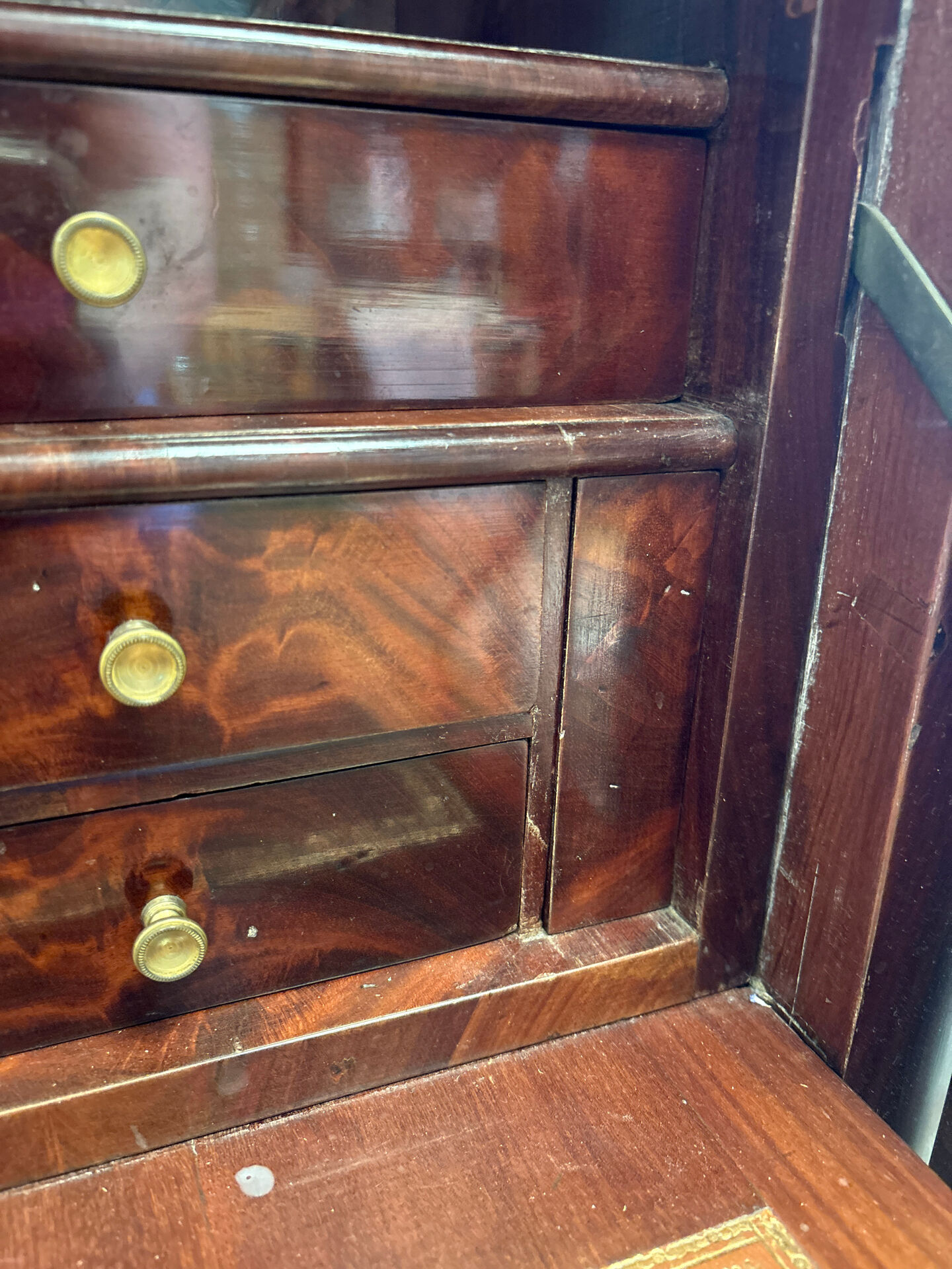 Empire secretary in mahogany, bronze and marble with secret drawers.