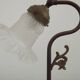 Vintage French Brass Anglepoise Table Lamp with Opaque Patterned Glass Shade 5087
