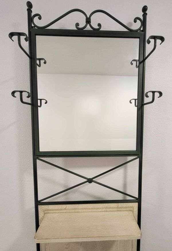 Porte-manteau vestiaire, porte parapluie en bois et fer forgé