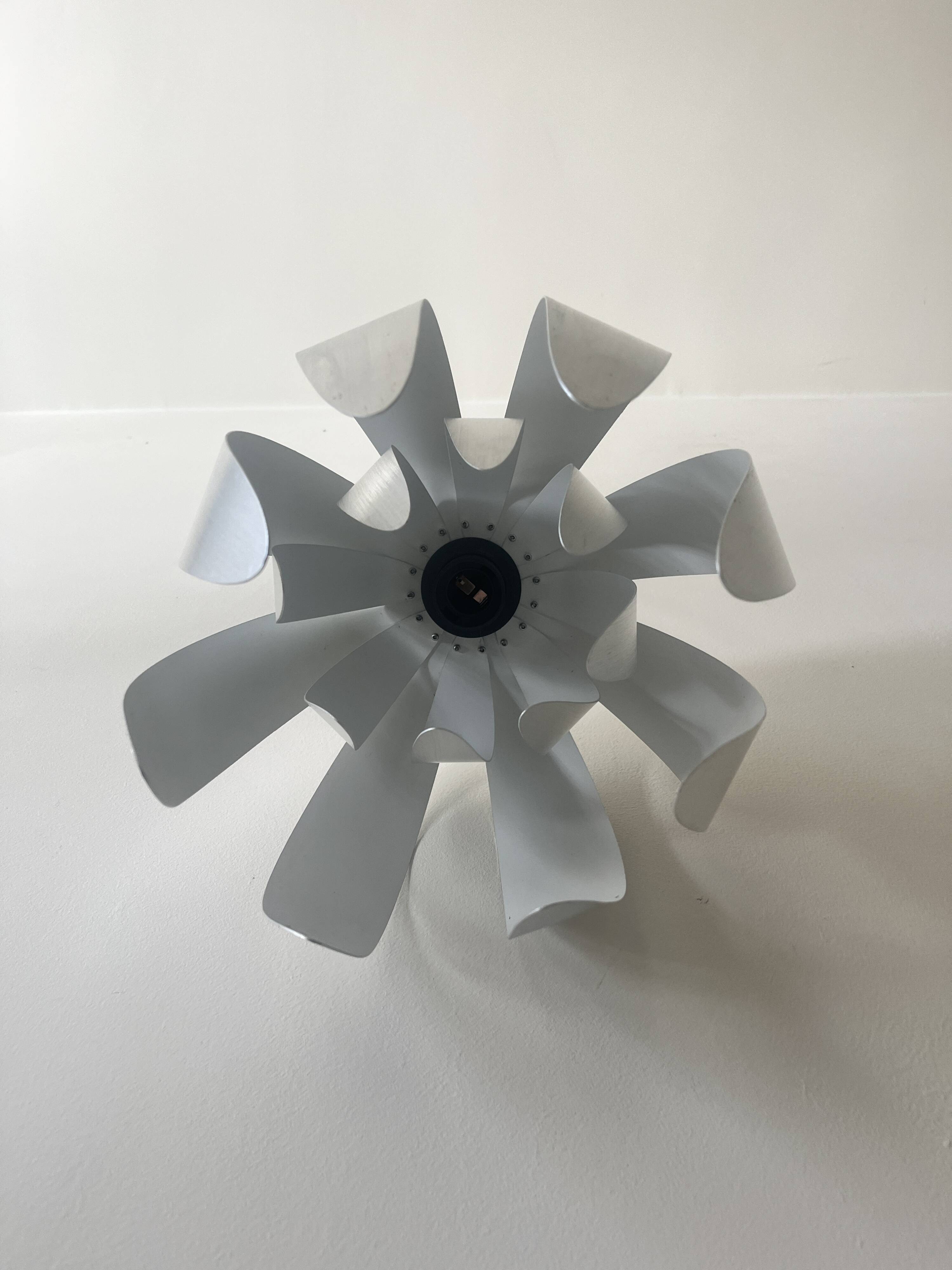 Flower pendant in brushed metal, design 1970