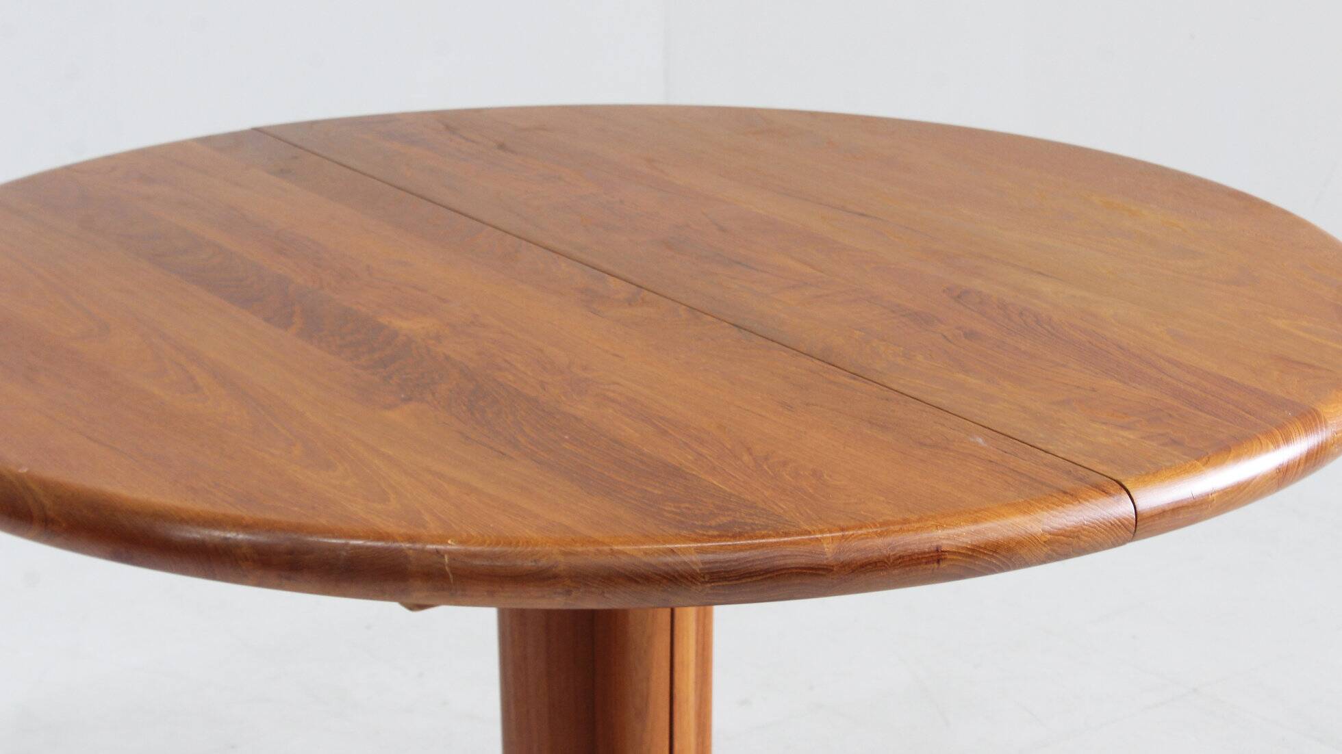 Vintage Danish round extendable dining table solid teak 1960s