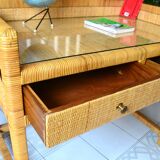 Rattan and wood desk from the 60s/70s.