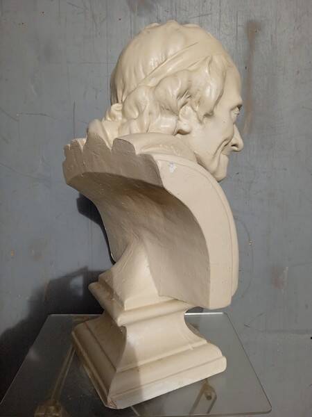 Voltaire bust in plaster 60cm th mid 20th century