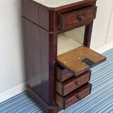 19th century mahogany and white marble bedside table