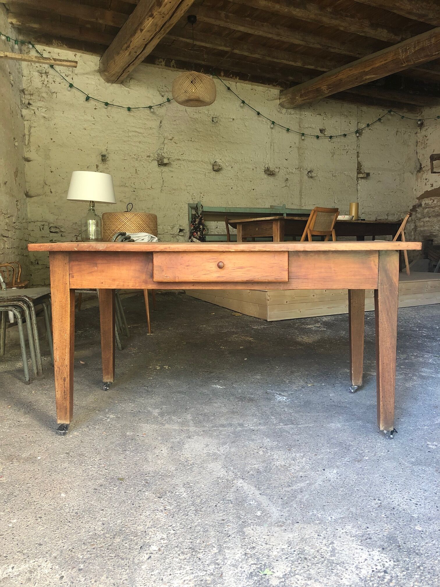 Solid wood farmhouse table