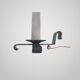 Vintage 1950s table lamp in black leather & burgundy 50s dlg Jacques Adnet r