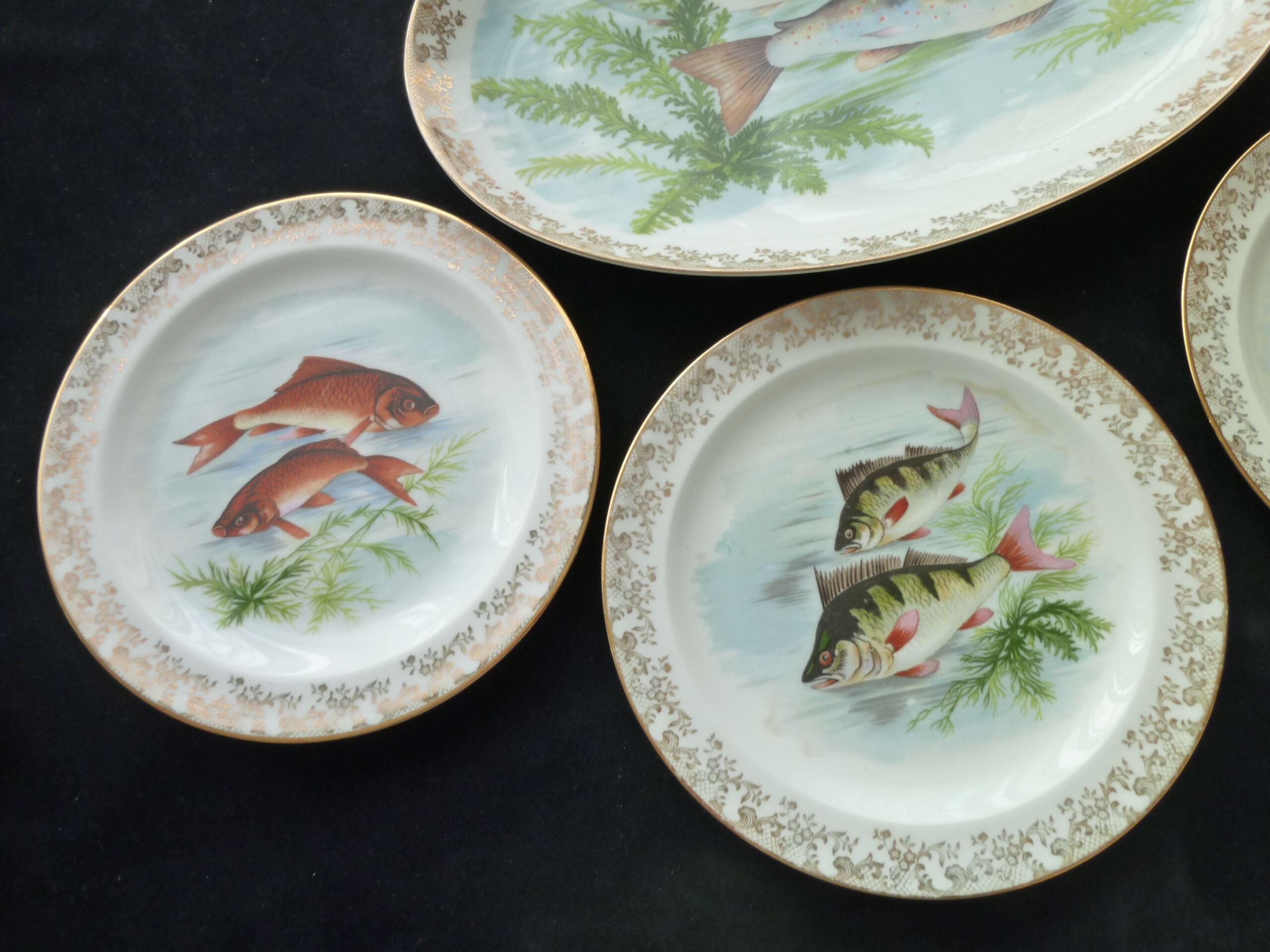 Limoges Giraud Porcelain Fish Service