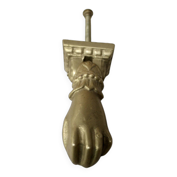 Solid bronze door knocker, hand shape, 19th century