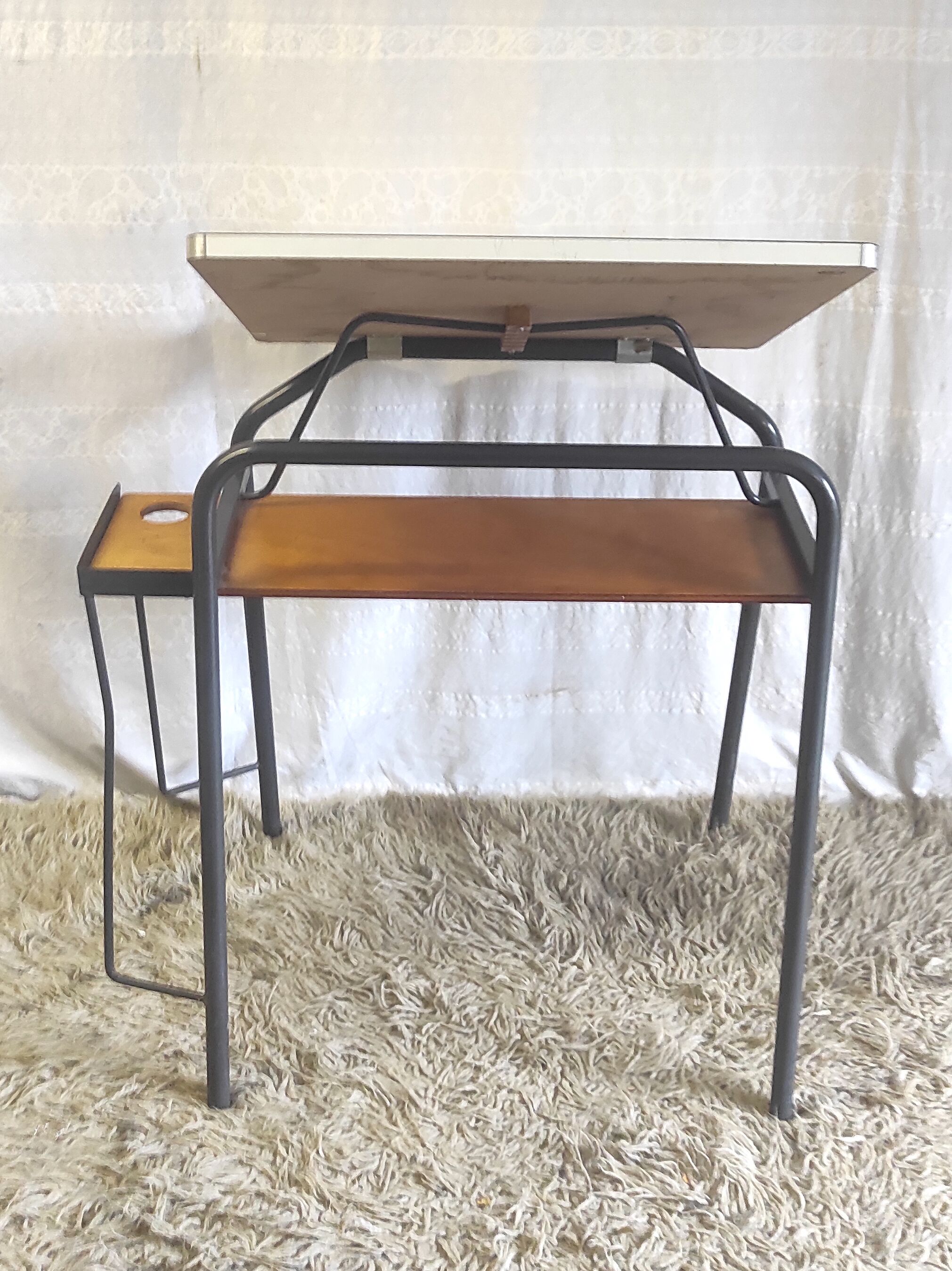 Desk, drawing table in wood and metal – 60s/70s