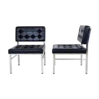 Pair of leather-like armchairs, Sweden, 1950
