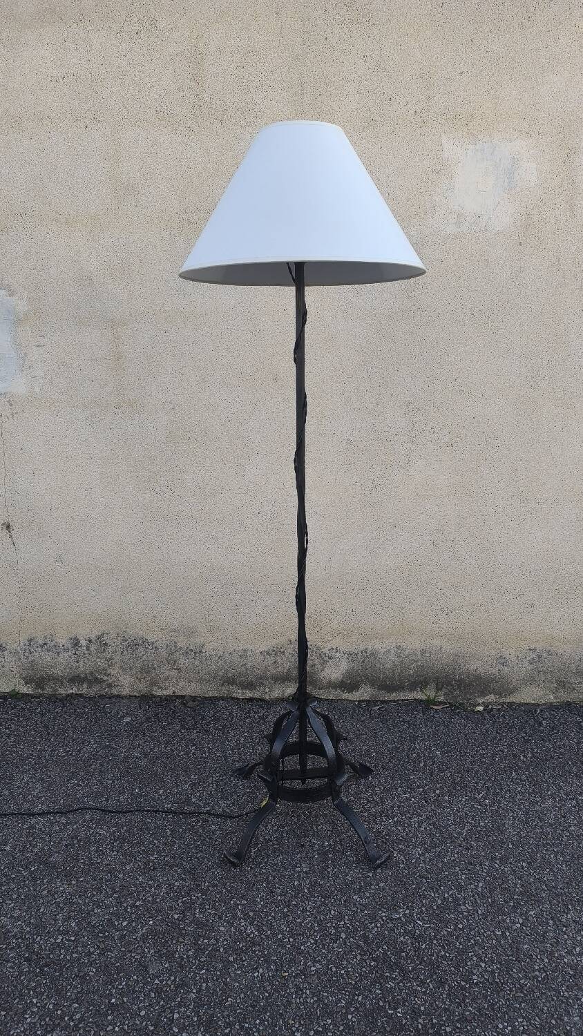 Brutalist wrought iron floor lamp