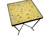 Mini vintage yellow plant table / mosaic side table