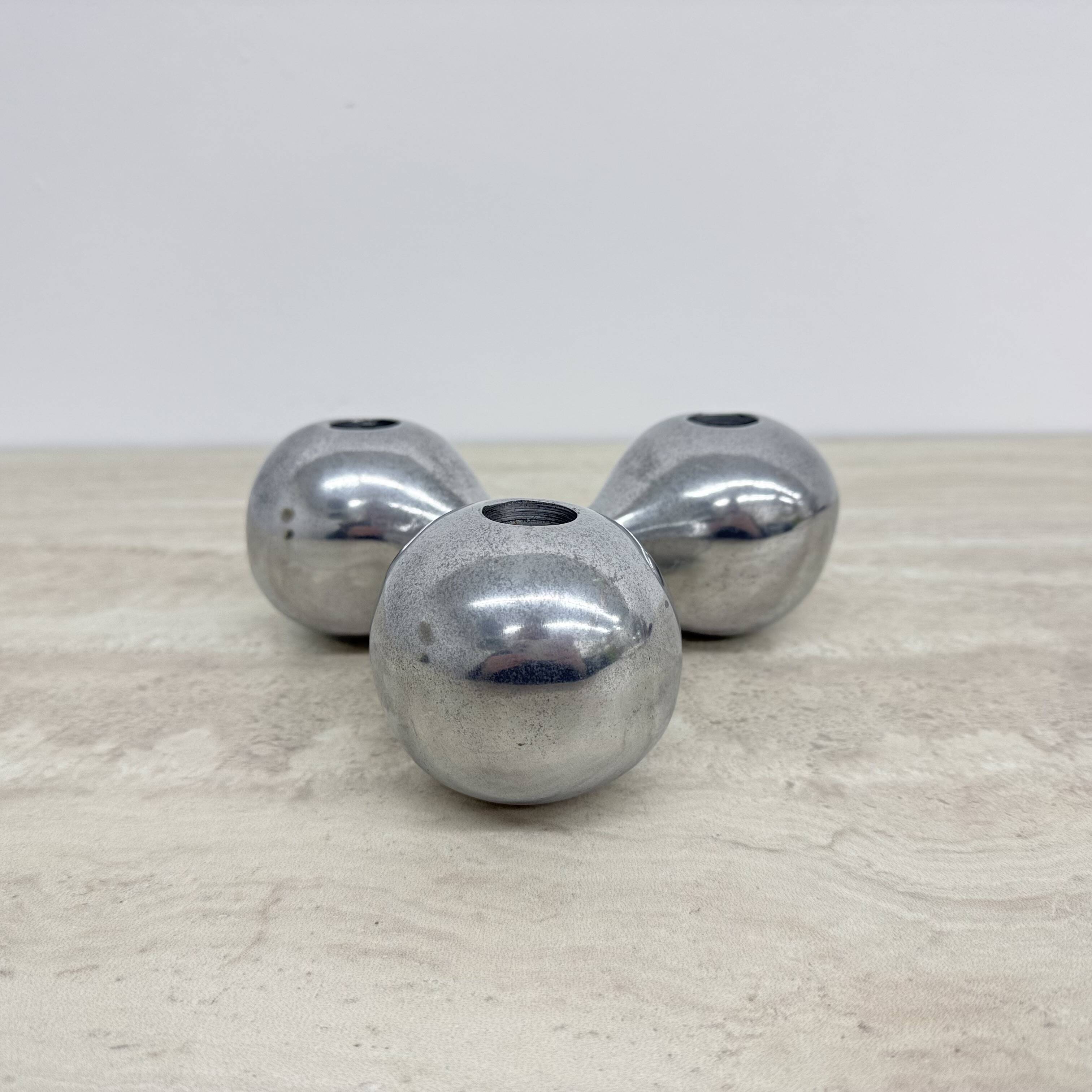 Mid-century design atomic aluminium candle stick ball shaped , 1970s