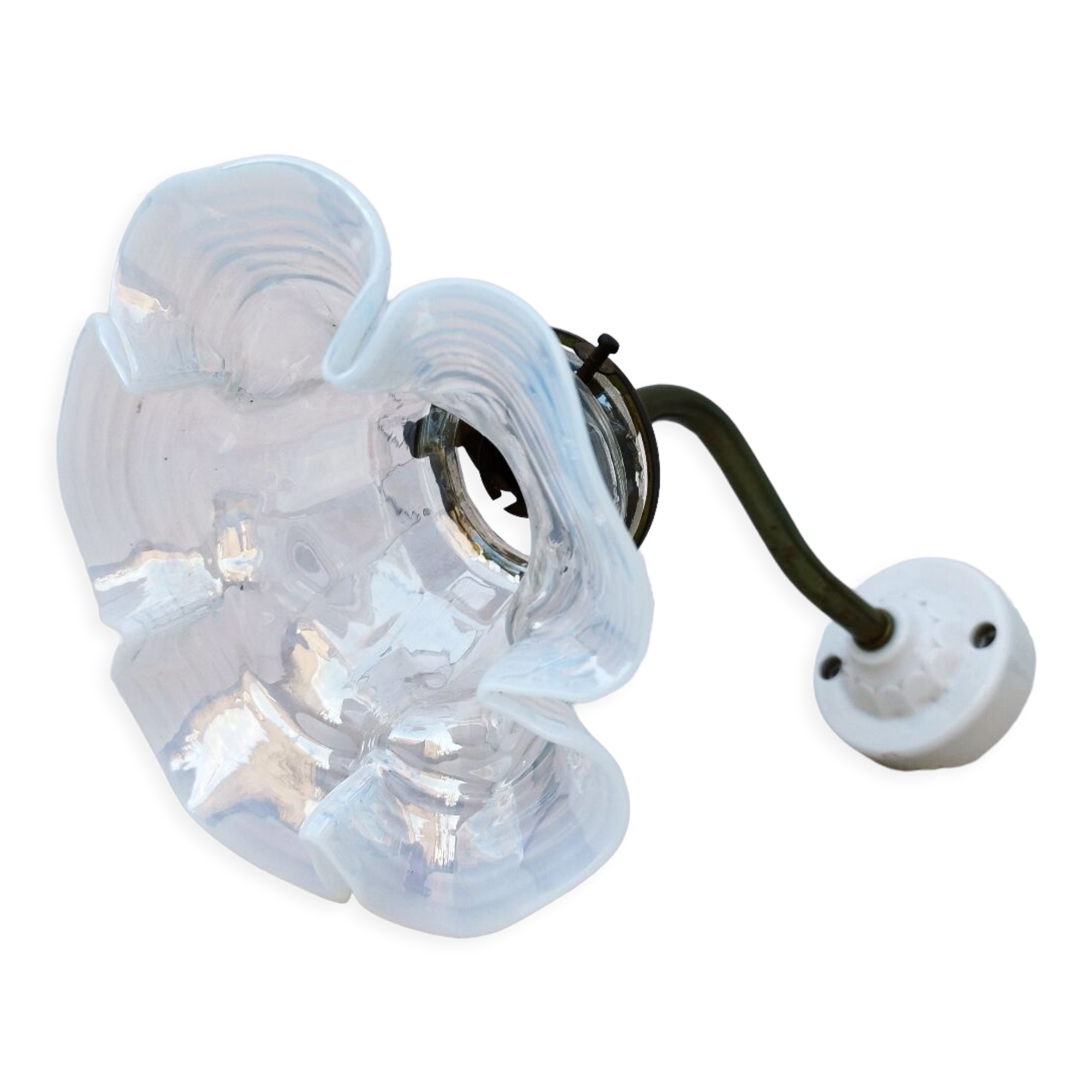 Opalescent tulip gooseneck wall lamp