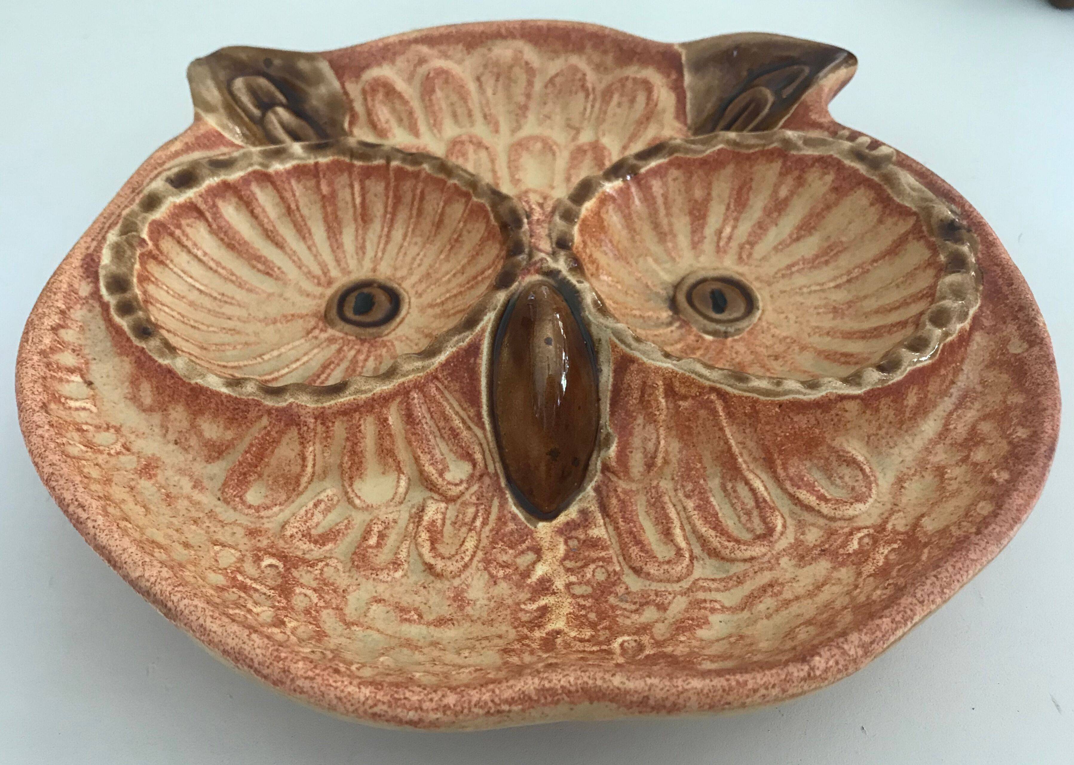 Vallauris ceramic owl trinket bowl