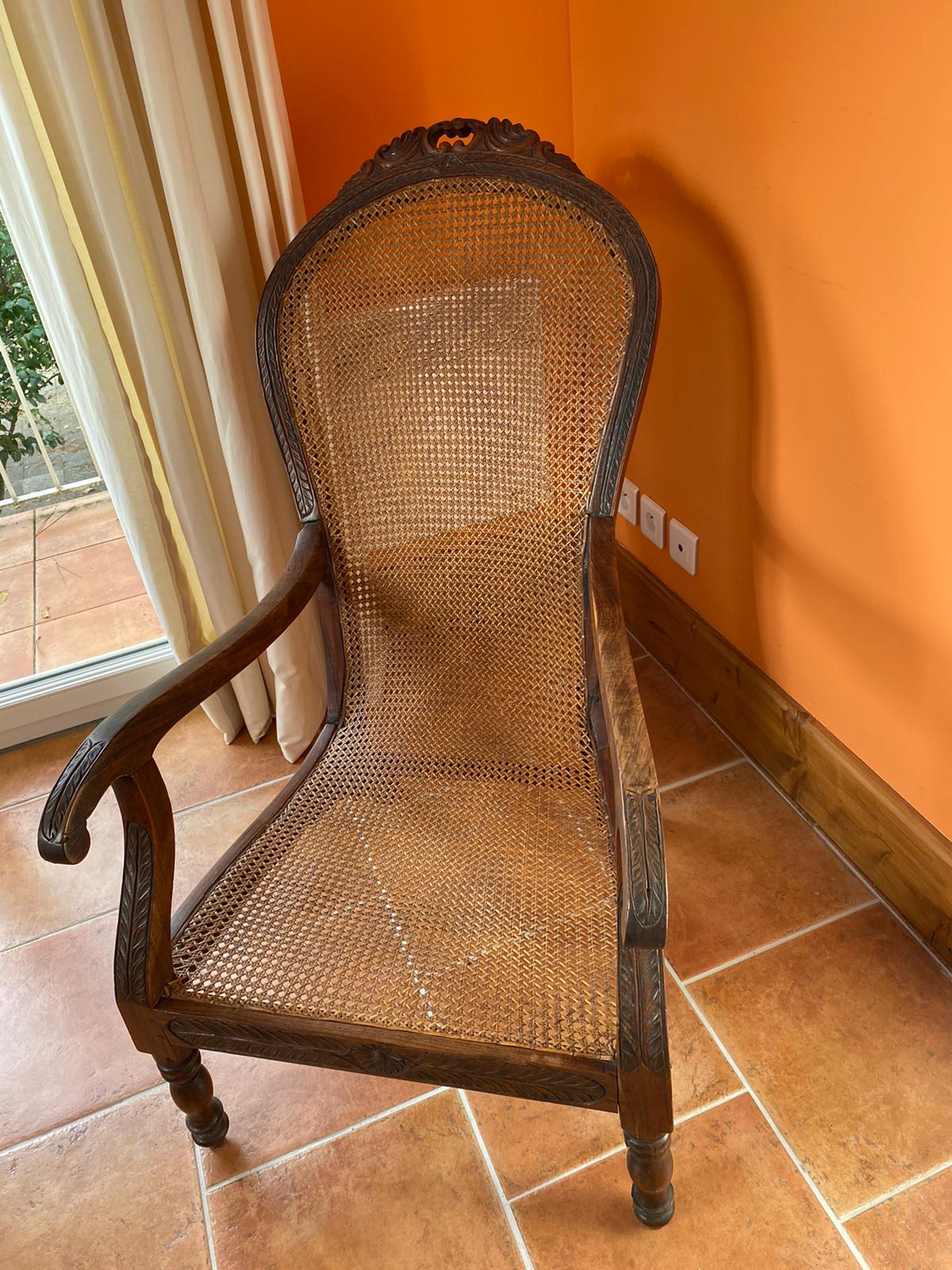 Fauteuil colonial acajou