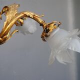 Chandelier in gilded bronze Napoleon III to tulips XIX