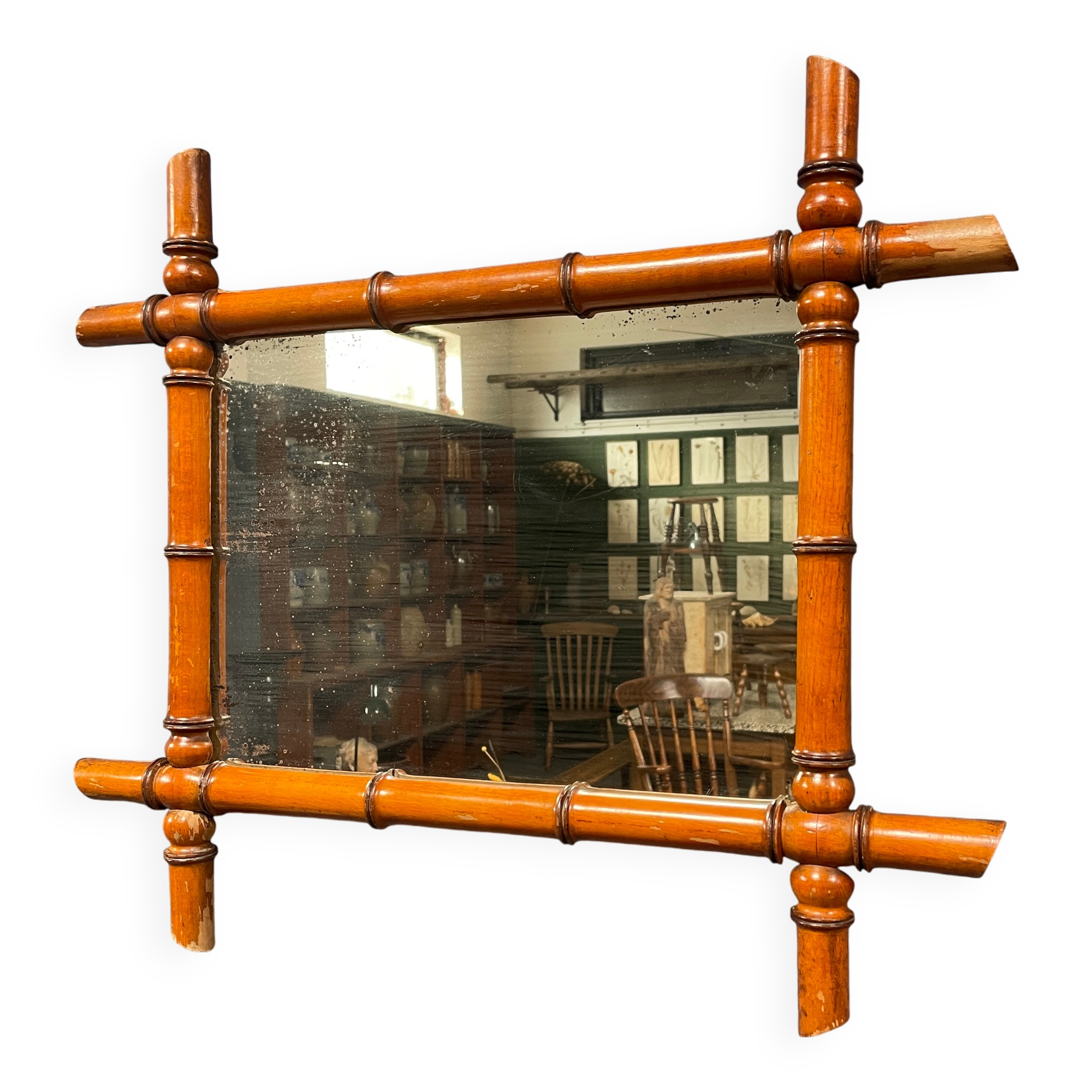 Antique faux bamboo mirror from France