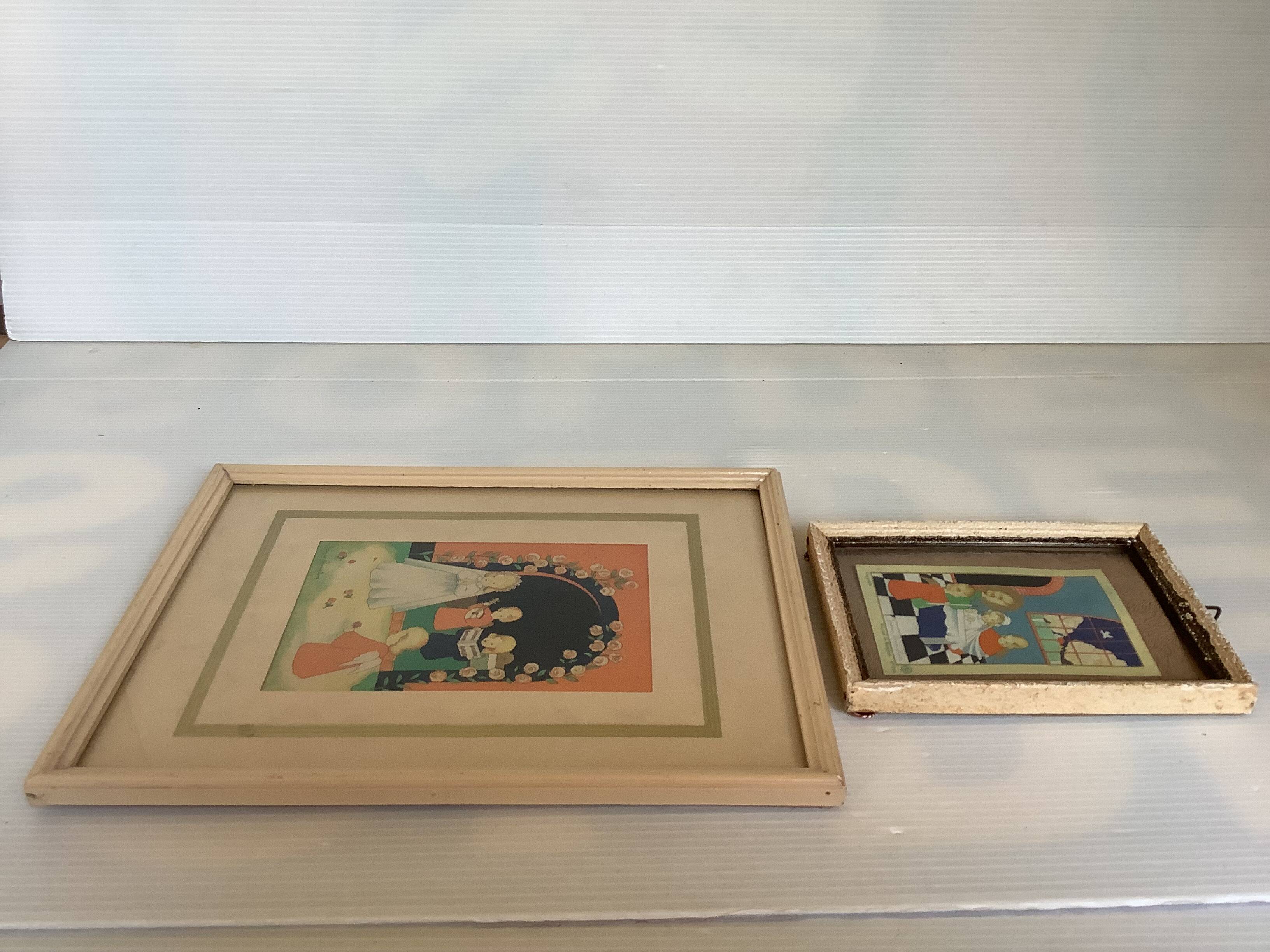 Pair of frames with religious illustrations