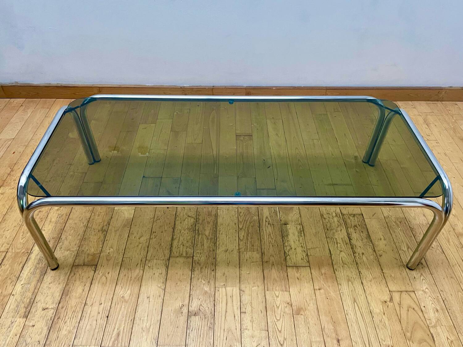 Vintage Chrome Coffee Table with Smoked Glass 1970s