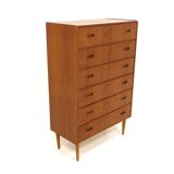 Scandinavian "tallboy" chest of drawers in teak, Sweden, 1950