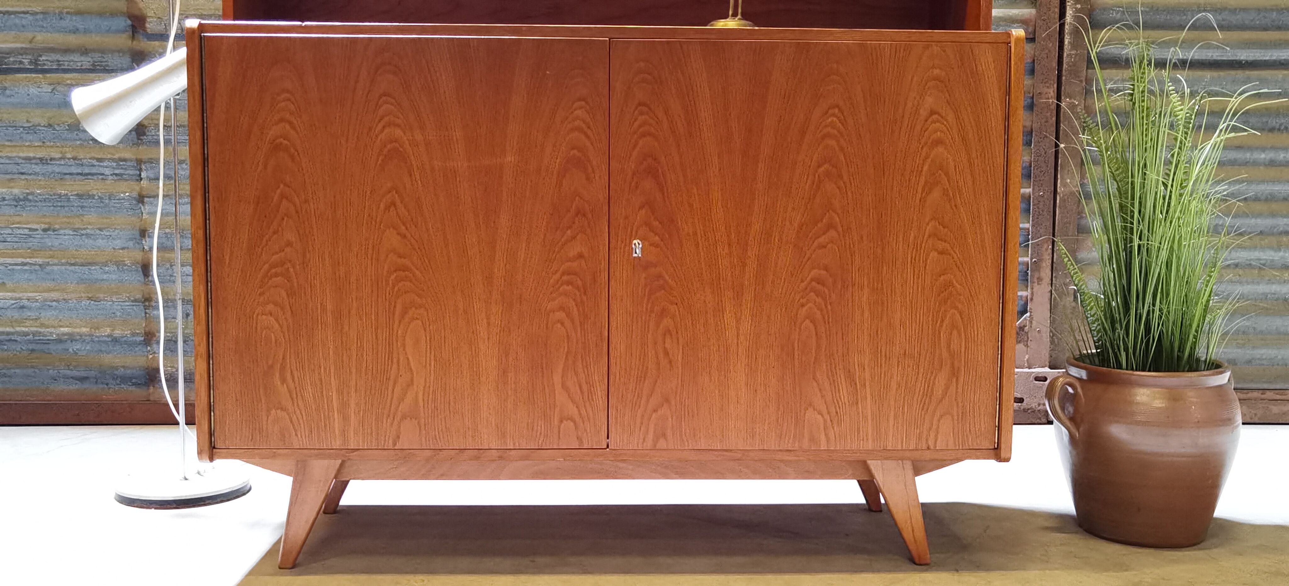 High buffet Biblitheque compass feet U 450 by Jiri Jiroutek for Interier Praha 1960