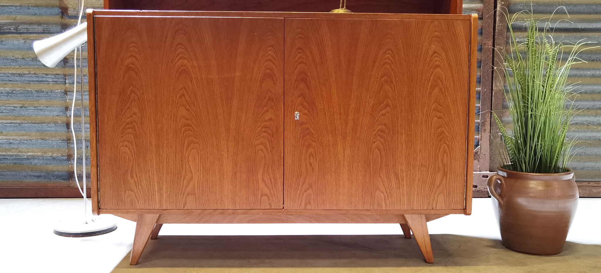 High buffet Biblitheque compass feet U 450 by Jiri Jiroutek for Interier Praha 1960