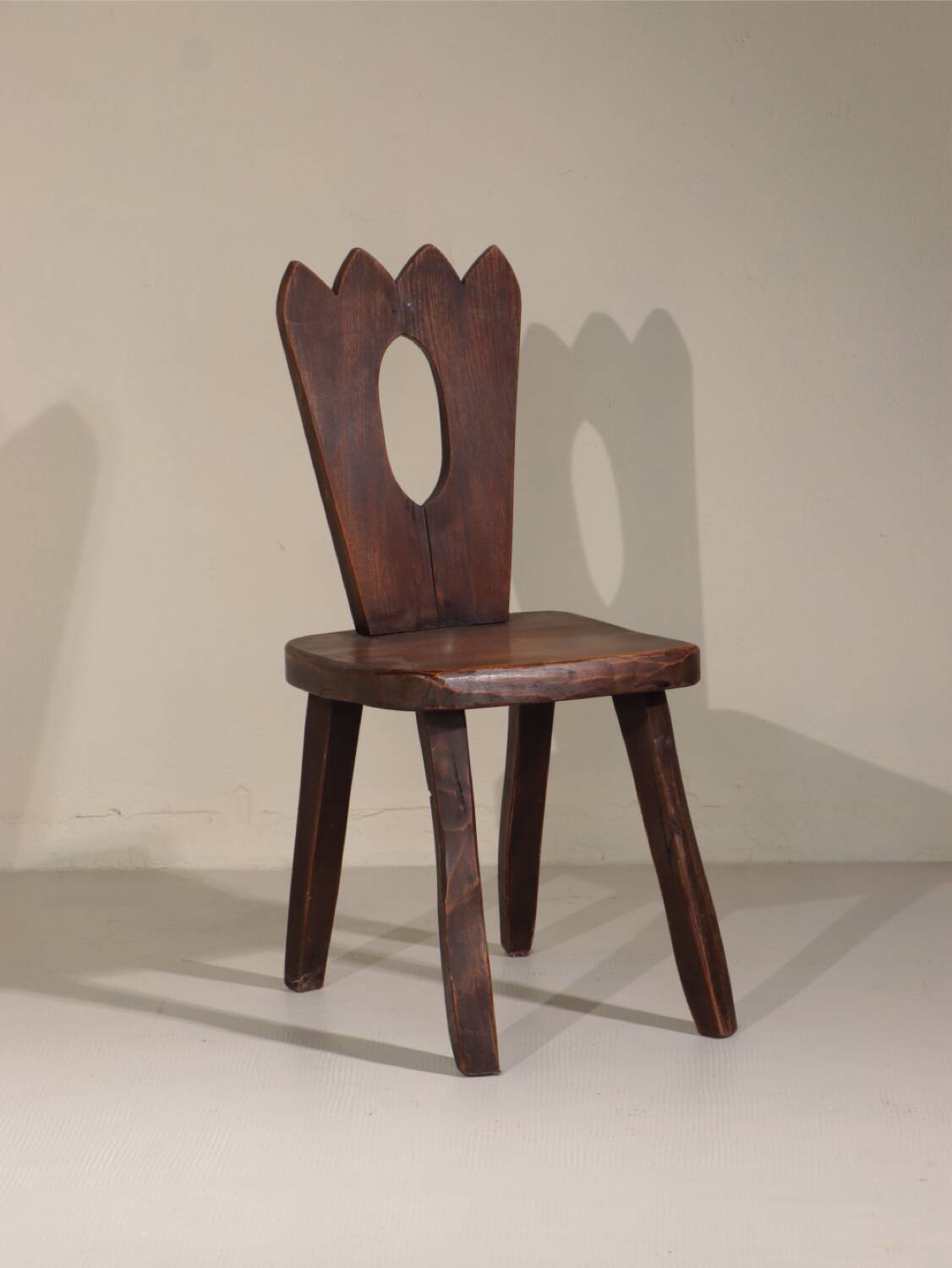 Pair of brutalist chairs in solid elm