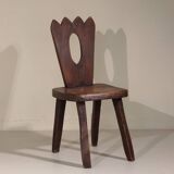 Pair of brutalist chairs in solid elm